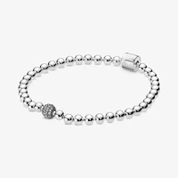 hot sale classic series 100 925 sterling silver round beads bracelet fit original beads charms diy jewelry gift for women