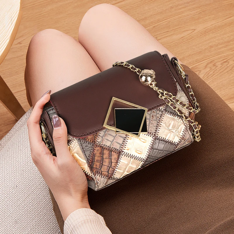 2021 Vintage Genuine Leather New Small Women's Shoulder Crossbody Bag Spring Summer Bucket Diamond Lady Classic Flap Purses