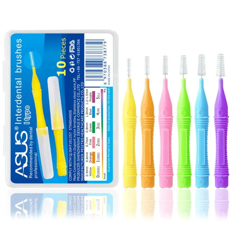 

10pcs/lot Interdental Brush Dental Floss Teeth Oral Clean Toothpick Kit 0.4-1.2mm Teeth Floss Cleaning Dental Care Toothpick