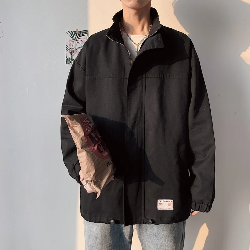 Мужская однотонная ветровка мужская Свободная Повседневная Корейская куртка на