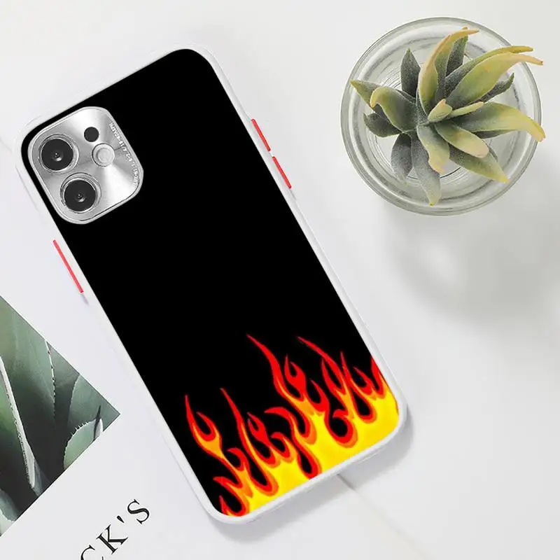 

Cool red flames green flame Phone Case Clear matte transparent For white iPhone 7 8 x xs xr 11 12 pro plus max mini Funda