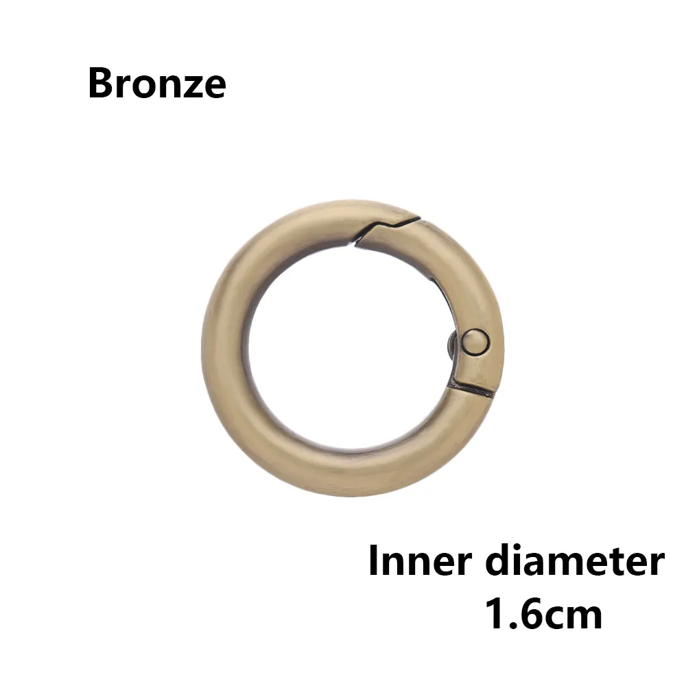 bronze 1.6cm 2 шт., оцинкованный сплав, пружина для ворот, уплотнительное кольцо, пряжки-зажимы, карабин, кошельки, сумки, Круглый пусковой крючок, карабин - Цвет: bronze 1.6cm