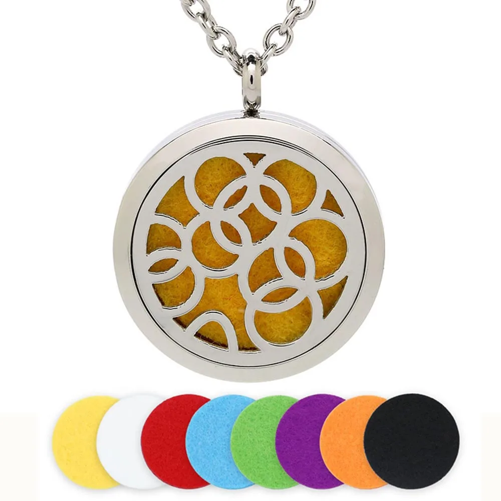 

BOFEE Aromatherapy Necklace Silver Magnetic Stainless Steel Essential Oil Diffuser Perfume Necklace Locket Pendant Men Jewelry