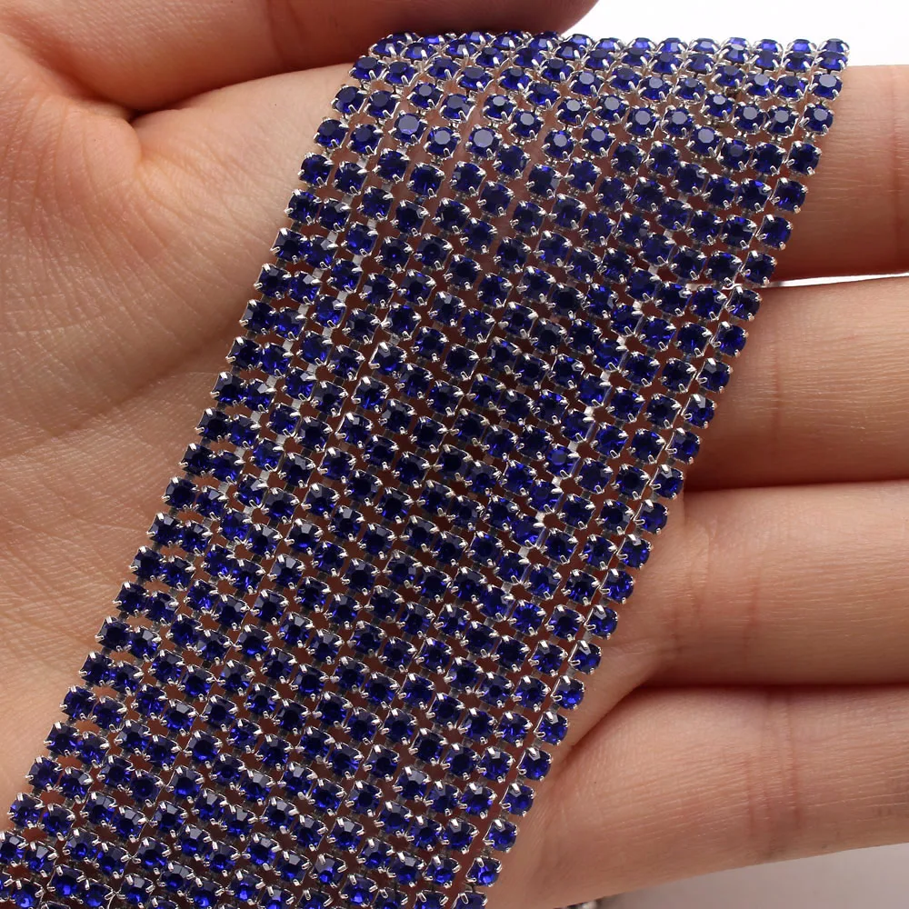 10 ярдов темно синий цвет коготь Кристалл Стразы цепь градиент Сделай Сам плотная