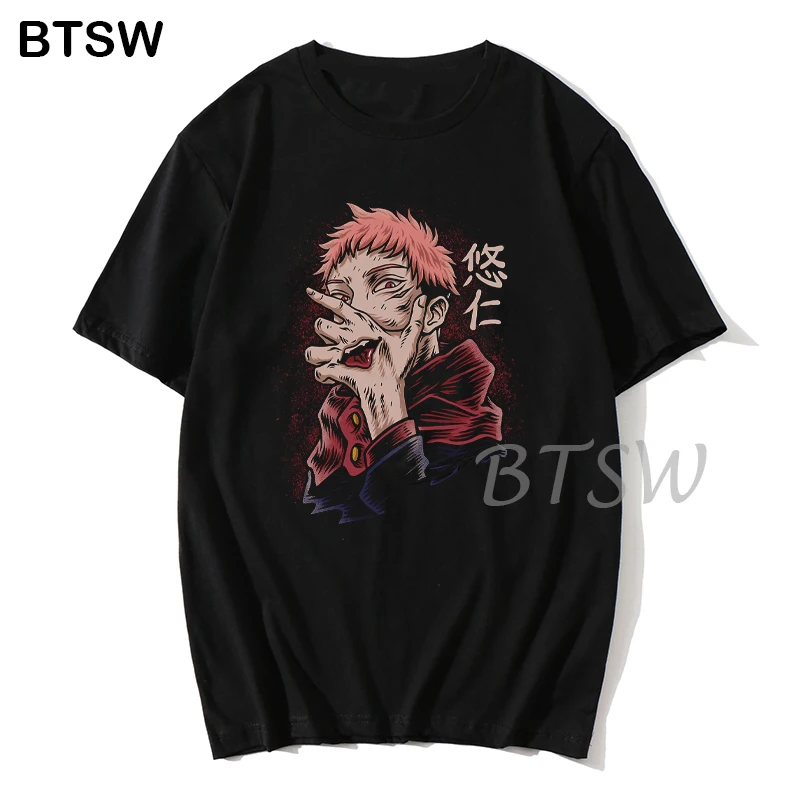 

Kawaii крутая футболка с аниме ююютсу кайсен сукуна Мужская футболка с коротким рукавом искусственная футболка Хлопковая женская черная футб...