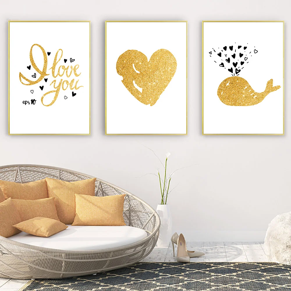 Wall Art Холст Картина плакат с изображением Кита Nordic Настенные картины для детской