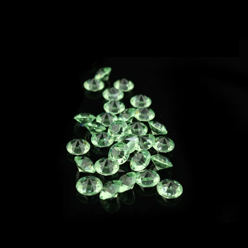 light green 1000 шт 10 мм прозрачный акриловый Свадебный Стол Конфетти бриллианты разлетающиеся кристаллы украшения - Цвет: light green