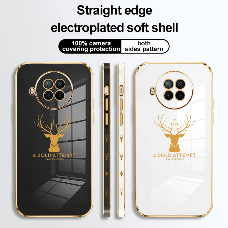 

Phone Case For Xiaomi Redmi Note 9 9T Power Poco F2 F3 X2 M3 K40 K30 Pro Max Fashion Soft Electroplating Deer Head Pattern Cover