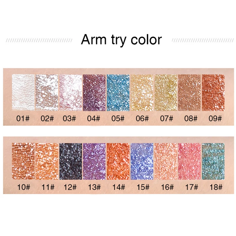 18 цветов Сияющие жидкие алмазные тени для век перламутровый макияж светящиеся