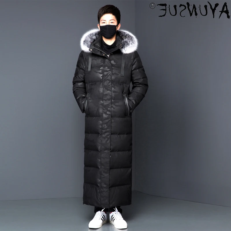 

Thick Down Jacket Men Clothing Long Parka 2021 Korean Style 20% Goose Down Jackets Fur Collar Coat Erkekler Ceket LXR254