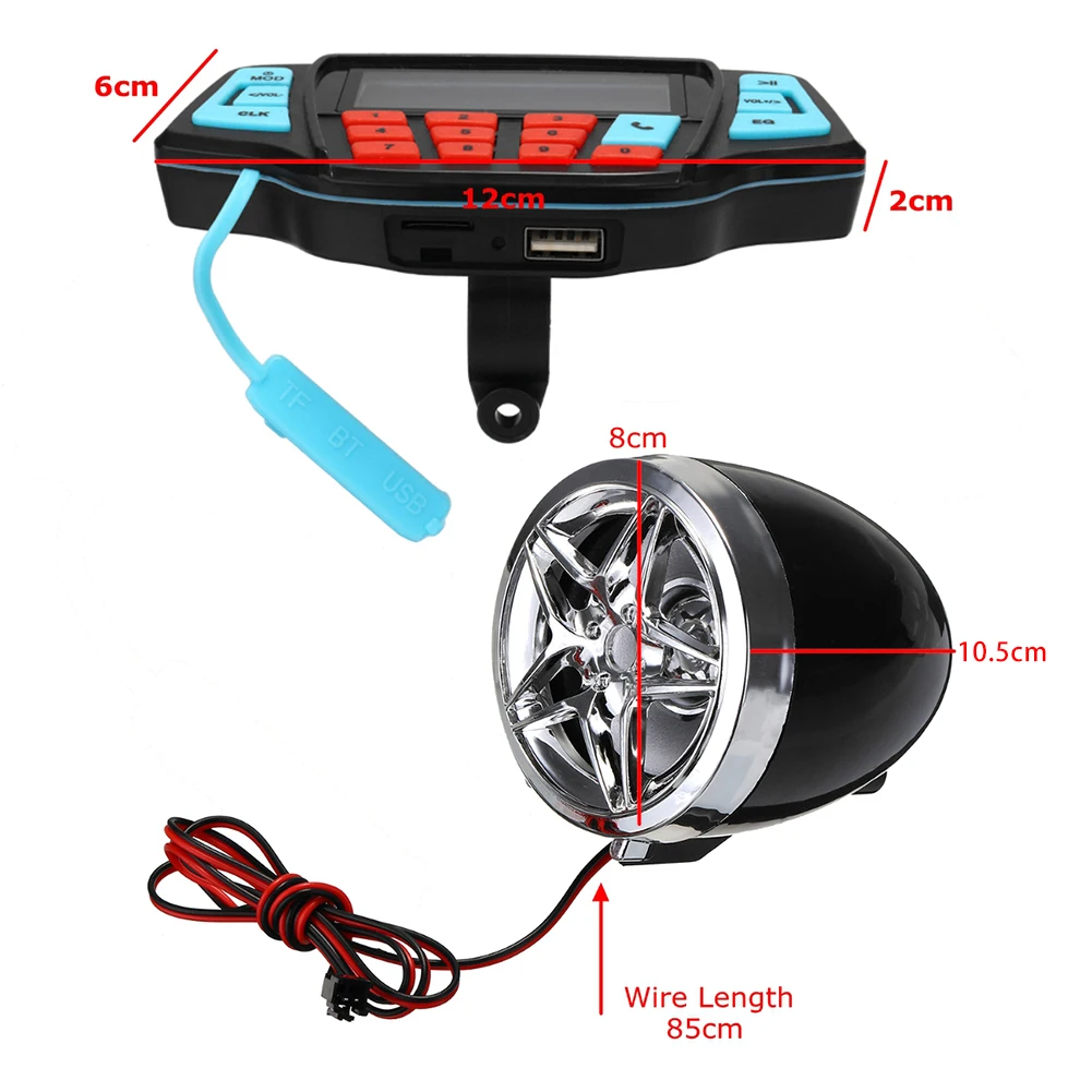 

Pair Bluetooth Motorcycle MP3 Player Speaker ATV Alarm Handlebar Radio 12V Match Bluetooth Auto Sound System Accessories