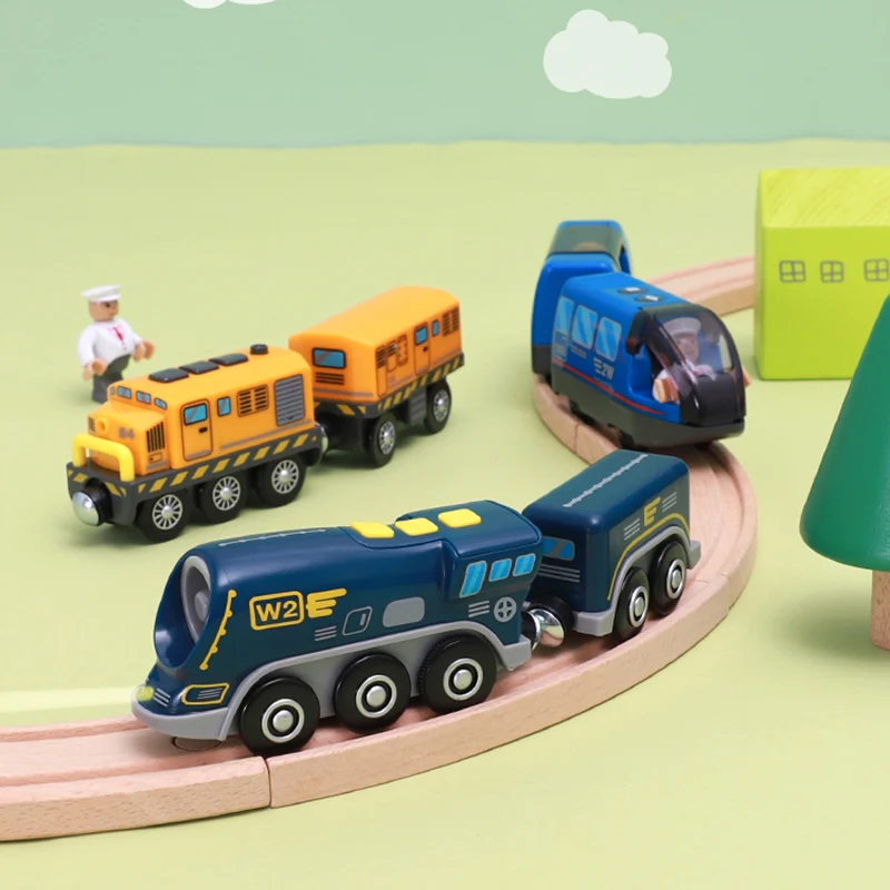 Locomotora con bater&iacute;a para ni&ntilde;os y ni&ntilde;as, tren el&eacute;ctrico tipo bala con motor potente, apto para pista de madera, regalo-1