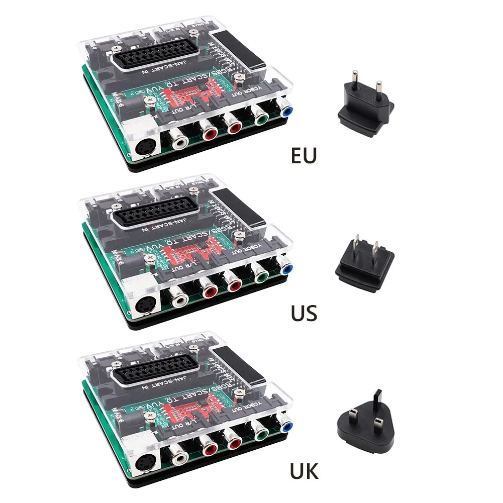

US/UK/EU Plug SCART RGBS to YUV YCBCR Video Converter for DC Dreamcast Mega Drive SFC PS2 Console Retro Games with Power Adapter
