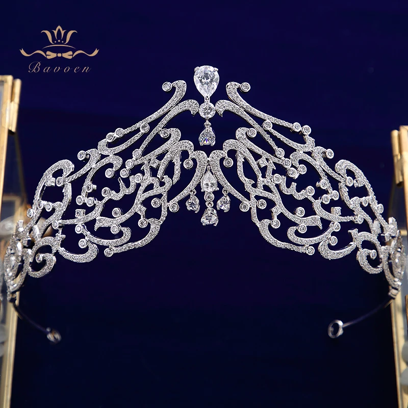 Принцесса Королевский циркон свадебные тиары короны Покрытые Кристаллами