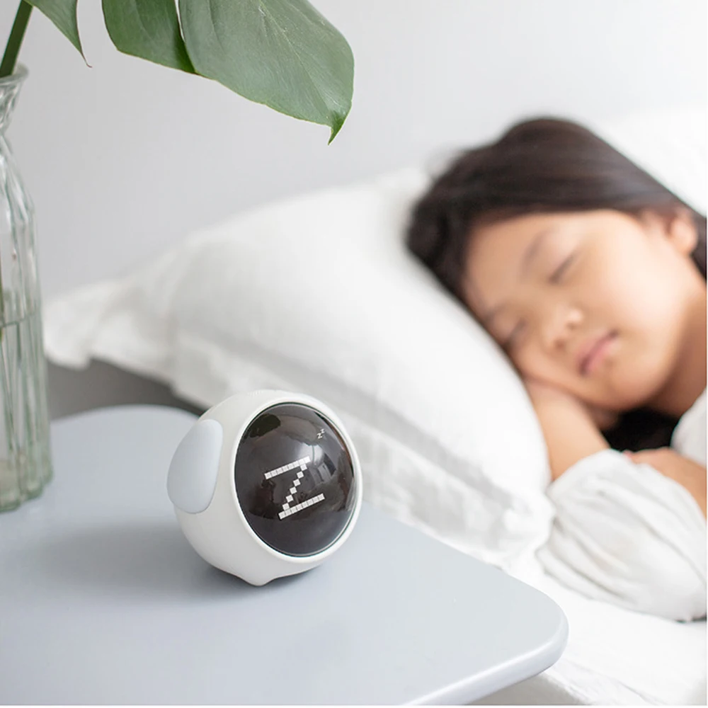 For xiaomi New Cute Expression Alarm Clock Multifunctional Bedside Voice Control Night Light Snooze USB Chargeable Child Clocks | Дом и сад