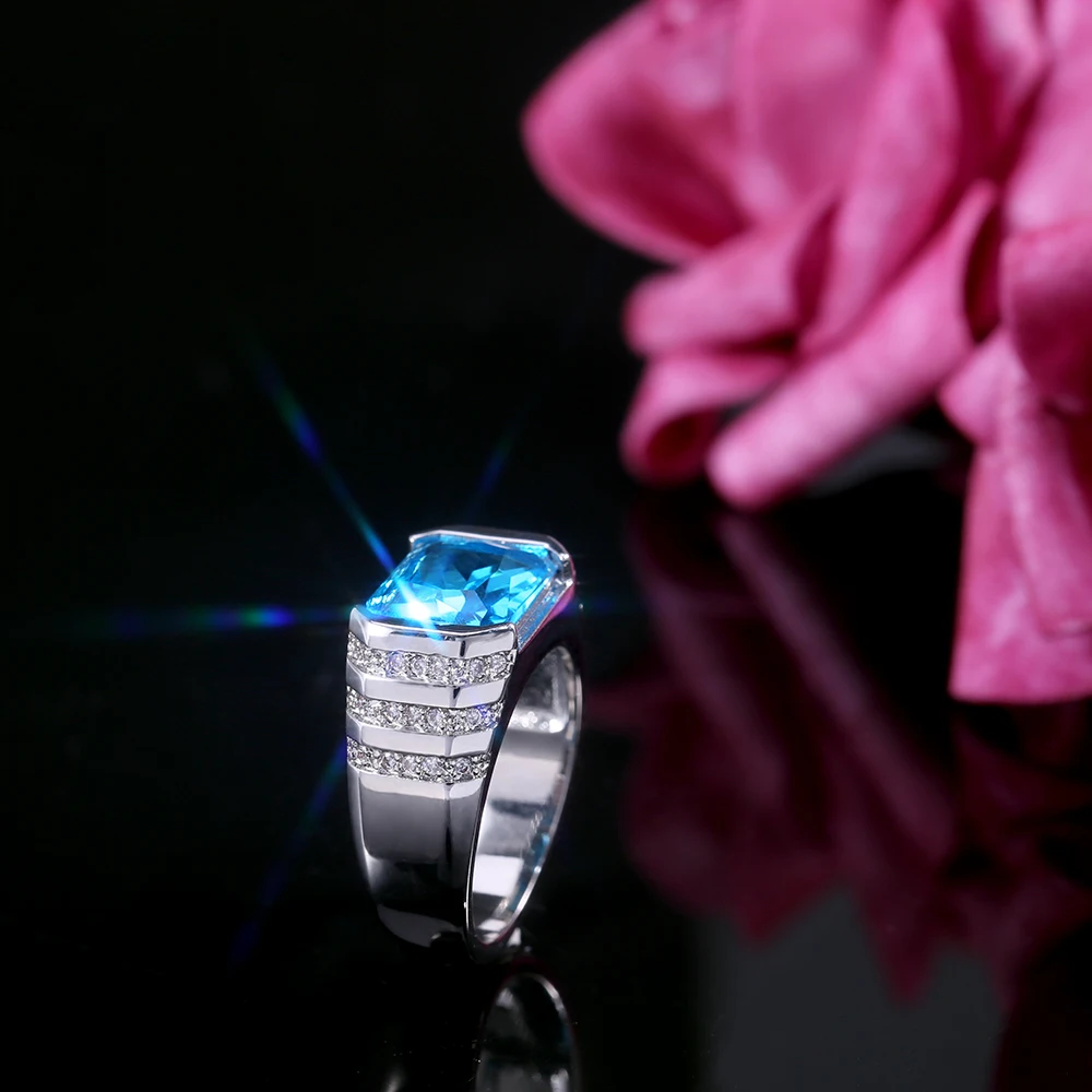 Rich Tree fashion round inlaid zircon women jewelry ring Punk style geometric square Golden engagement women's wedding | Украшения и