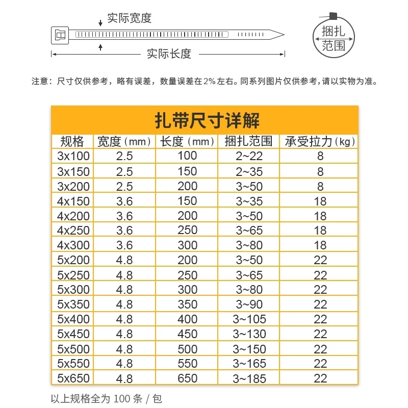 Черная нейлоновая кабельная стяжка multi-spec link 100 Φ 3*100 4*200 5*250 обмотка фиксированная