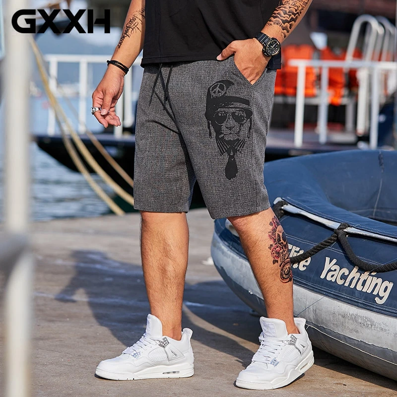 GXXH Quality Summer Oversized Shorts Men Loose Breathable Casual Baggy striped Short Pants Male Large Size 5XL 6XL | Мужская одежда