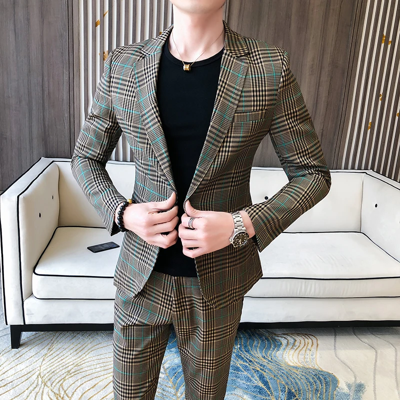 Весна 2020 Свадебный костюм мужские повседневные приталенные костюмы с брюками