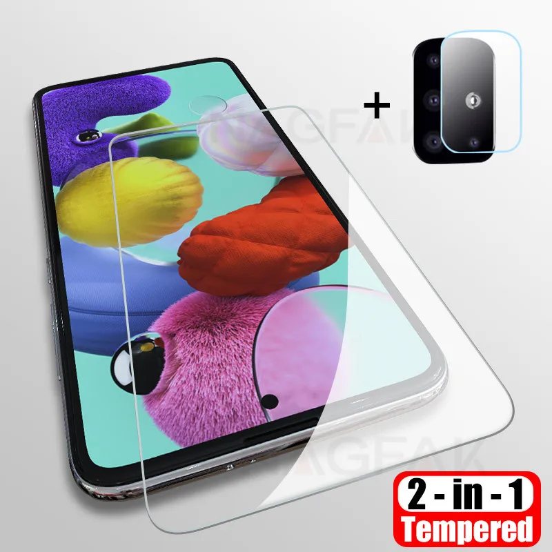 2в1 объектив камеры закаленное стекло для Samsung Galaxy A50 A51 A70 A20E A30 Защита экрана A40 A60