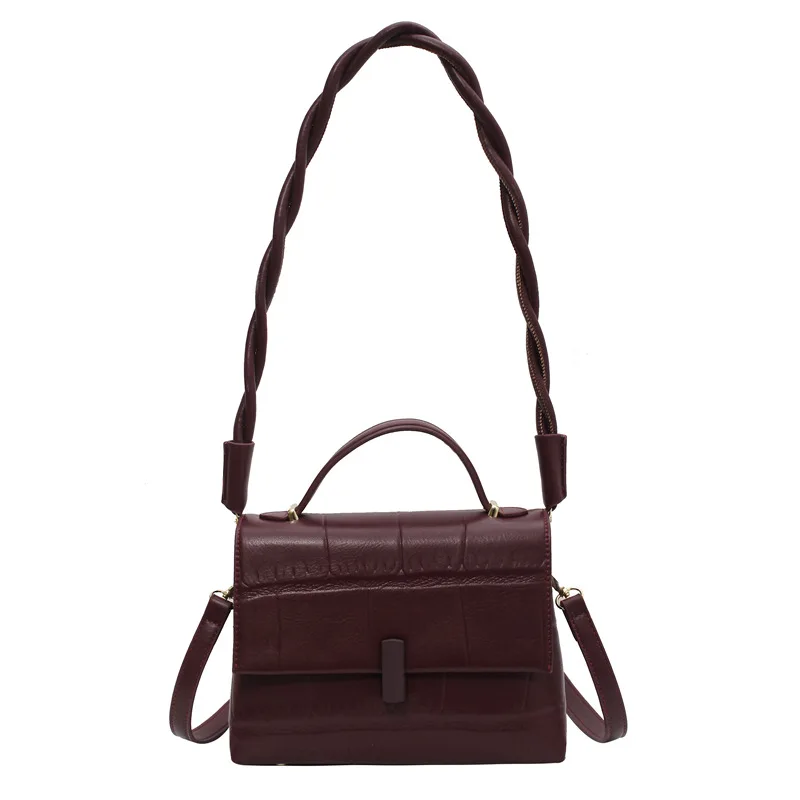 

Portable women's small square bag 2021 new trendy PU leather texture shoulder bag stone pattern fashion all-match messenger bag