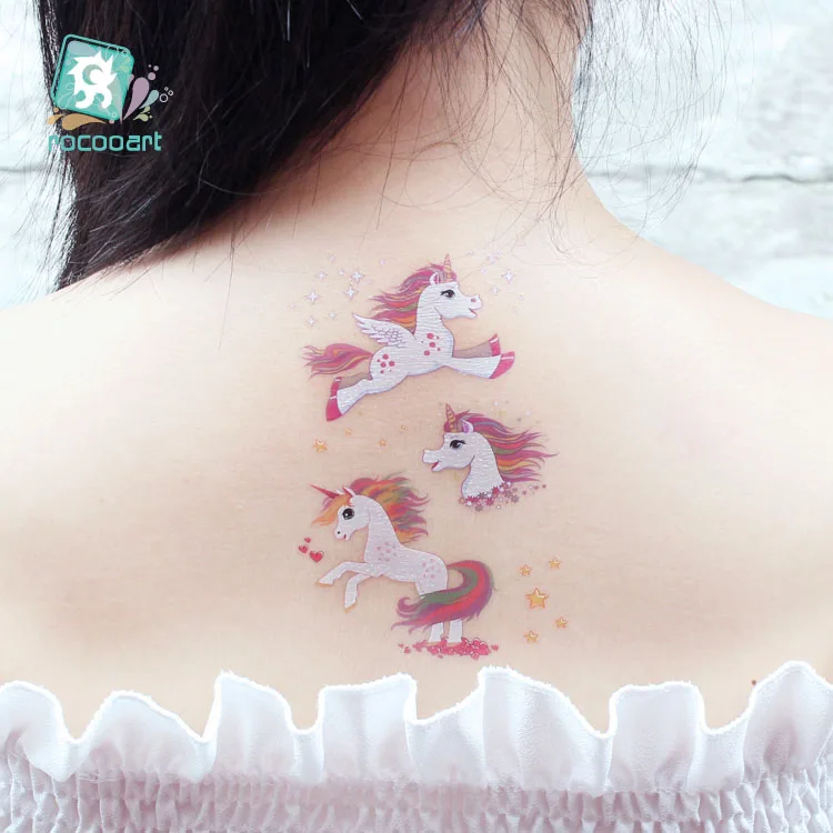 12 шт./компл. Детские татуировки Стикеры мультфильм Tatuajes временные Детские Водонепроницаемый поддельные татуировки ручной Taty милый Единорог и Серебрянного цвета татуаж для боди-арта
