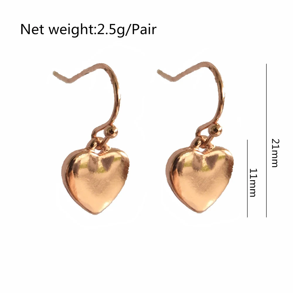 

Rose Gold Love Heart Women's Earrings Mini Heart Pendant Drop Earrings Cute Fashion Jewelry for Lady