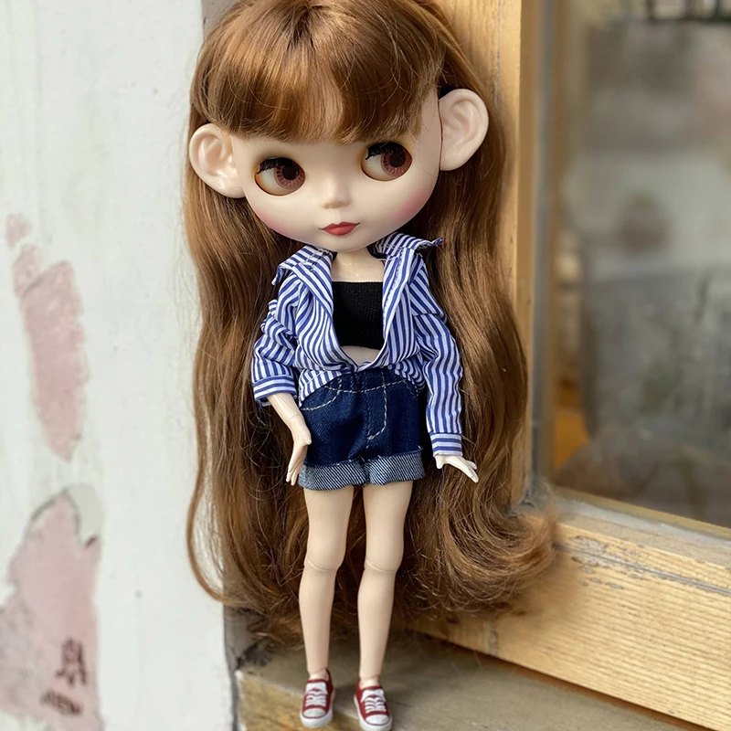 

Кукла Neo Blyth на заказ, шарнирная кукла NBL с блестящим лицом, 1/6 OB24 BJD, кукла Blyth на заказ для девочек, подарок для коллекции 3-NBL01