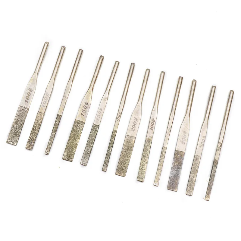 12 шт. 150/200/300 Грит ассорти алмазных пилок хвостовик 3 мм мини рашпиль пилка для иглы