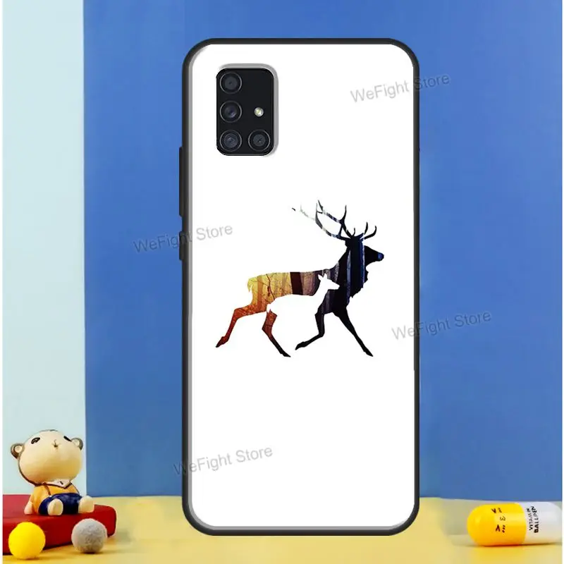 Deer Silhouette Painting Case For Samsung Galaxy A52 A12 A22 A32 A42 A72 A52S A21S A50 A70 A11 A31 A71 A51 Cover | Мобильные