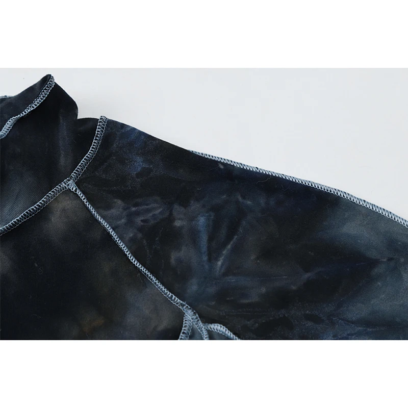 Женская Асимметричная футболка с воротником-стойкой и длинным рукавом в