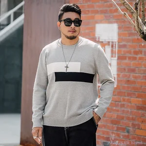 Осень 7xl толстый мужской свитер сшитый индивидуальный пуловер вязание 130 кг толстый парень свободный плюс жир размера плюс