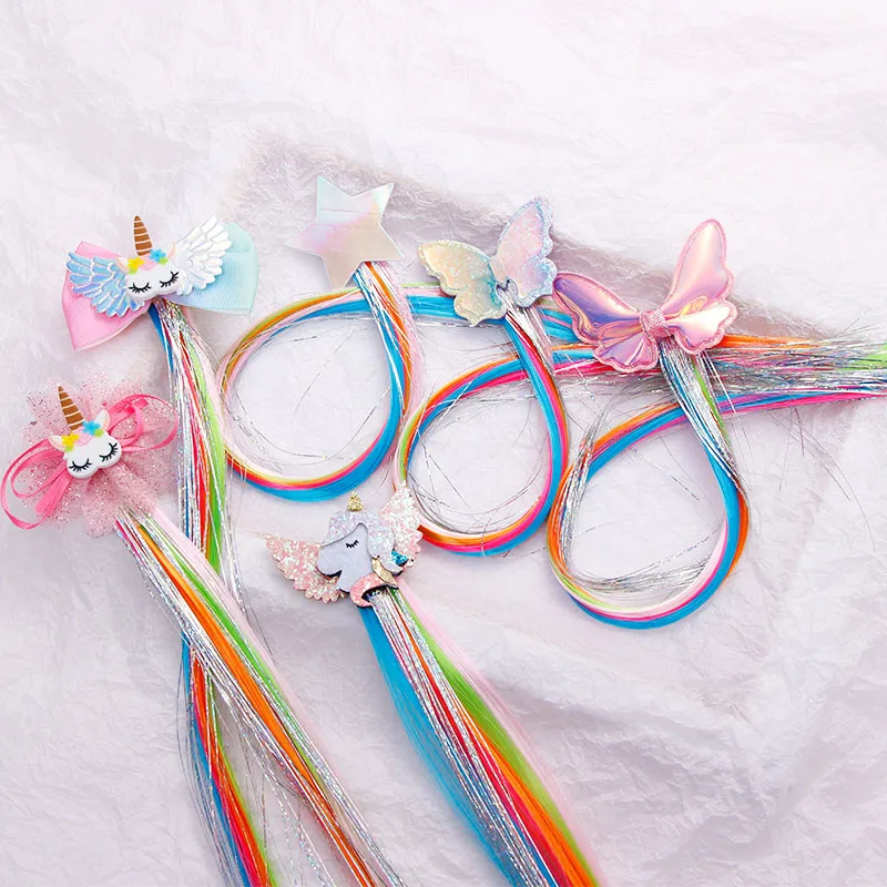 Новое платье для девочек милые носки с уклоном разноцветные парики лук Заколки