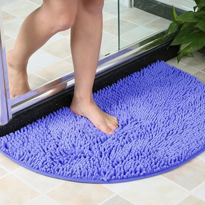 

Semicircle Thicken Chenille Bath Mat Non-Slip Bathroom Carpet Water Absorption Bathroom Rug Tapete Bath Toilet Rug Floor Mat