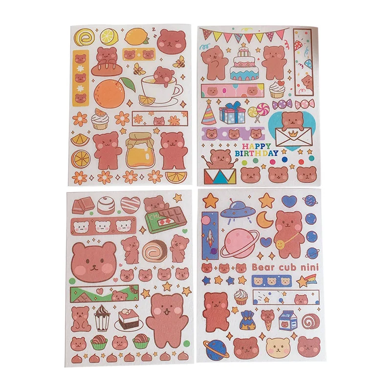

Poster Ins Cartoon Cute Candy Bear Hand Book Sticker Creative Mobile Phone Decoration Material Transparent Stationery Sticker