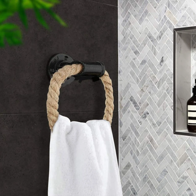 

Pack Of 2 Universal Hemp Rope Towel Holder Ring Wall Mount Hemp Rope Towel Holder for Bathroom, Toilet, Hotels