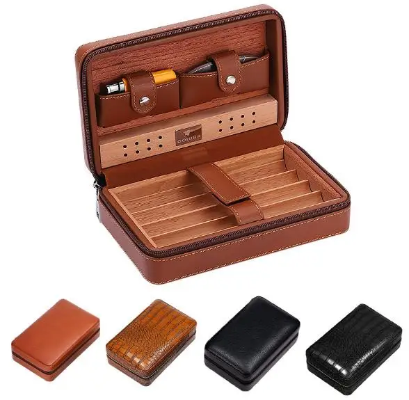 

2020 кожаный чехол для сигар Cohiba, искусственная кедровая древесина, дорожный хьюмидор, искусственная кожа (без зажигалки)