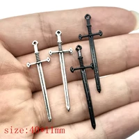 10pcs 40x11mm sword pendant charms diy jewelry making jewelry finding colors antique silver color antique bronze colorblack