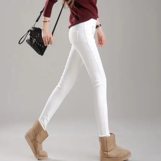 Женские утепленные брюки-карандаш хлопковые Капри с меховым замком размеры до 4xl