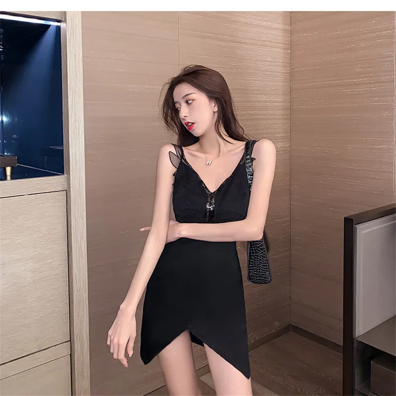 

Real shot 2020 new fashion femininity sexy sexy female slim wild strap party dress