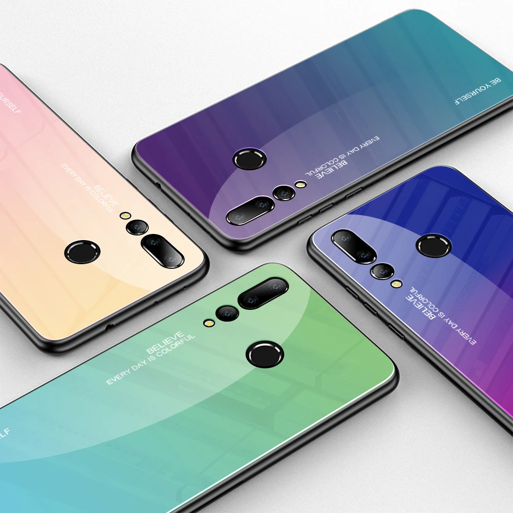 Градиентный чехол для телефона из закаленного стекла Huawei P30 Pro P20 Lite Mate 20 P Smart 2019 Z