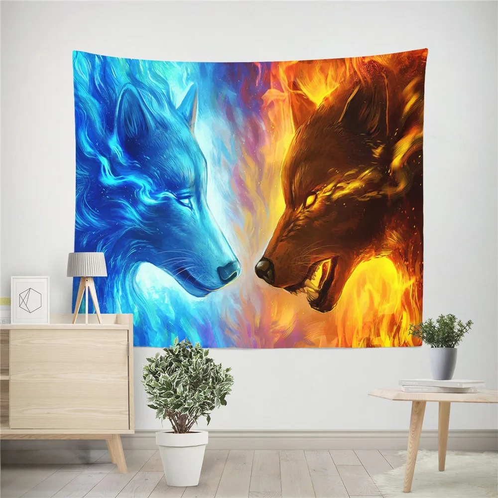 Гобелен с воинами волками настенные племенные простыни животными гобелены