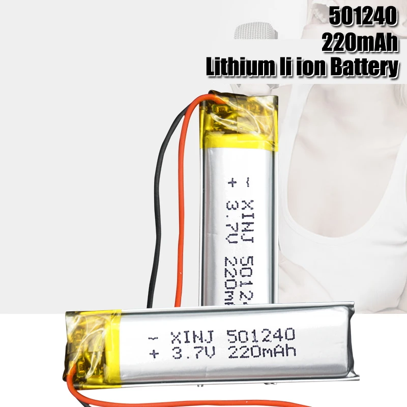 

3.7V Lipo cells 501240 220mah Lithium Polymer Rechargeable Battery For MP3 MP4 GPS Bluetooth headset speaker Reading pen