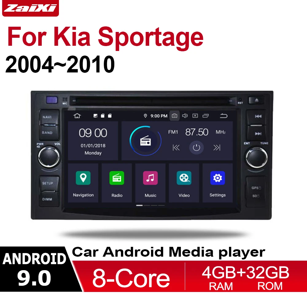 2 Din Car Multimedia Player Android 9 Auto Radio For Kia Sportage 2004~2010 DVD GPS 8 Cores 4GB+32GB Bluetooth WiFi