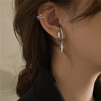 hi man exquisite curved geometric crystal cross ear bone clip women fashion high quality european jewelry accessories