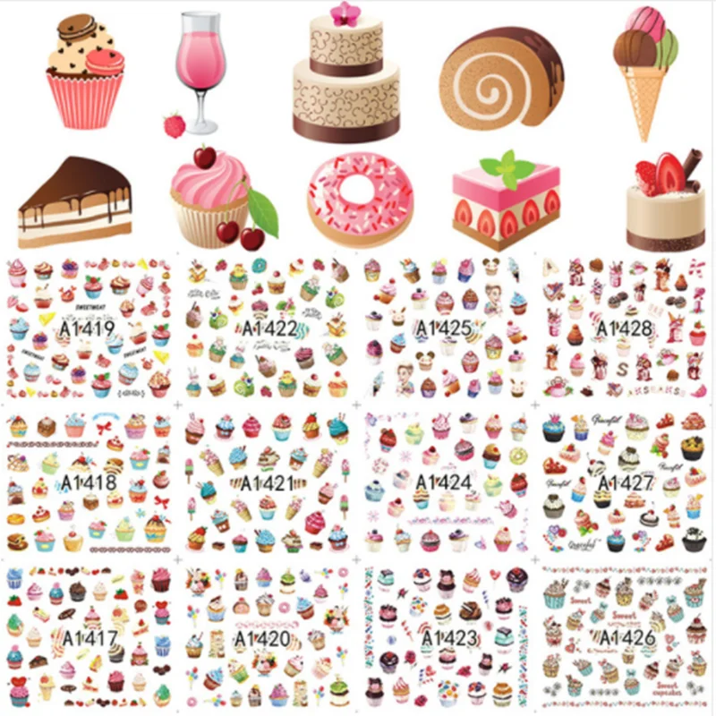 12 дизайнов смешанные совы Ловец снов мороженое торт дизайн ногтей переводная