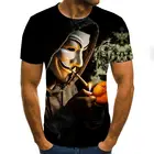 Мужская футболка клоуна с 3d принтом, забавная футболка с 3d принтом для мужчин, Джокер и лицо, с коротким рукавом, 2020 рубашек, топы