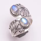 Женское модное кольцо 925 серебряного цвета элегантное натуральное ювелирные изделия из лунного камня обручальное кольцо Размер 5-11
