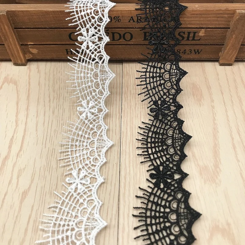 

1Yard Polyester Silk Handmade Garment Sewing Accessories Computer Embroidery Hollow Wave Barcode Eyelash Embroidery