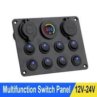 8 gang circuit breaker toggle switch panel 12 24v onoff car push button switch dual usb charger for car truck atv utv caravan